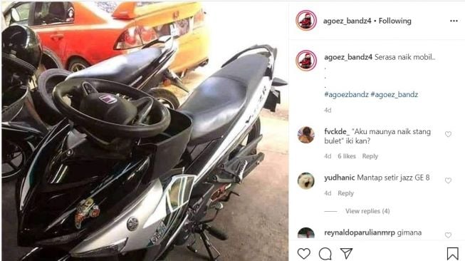 Yamaha MX King pakai setir mobil (Instagram-agoez_bandz4)