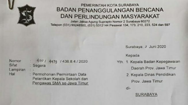 Lantik Kepsek, BKD dan Disdik Jatim Diduga Langgar Protokol COVID-19