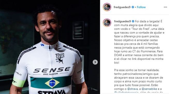 Fred bersepeda sejauh 600 km dari Cruzeiro menuju Fluminense. (Instagram/fredguedes9)