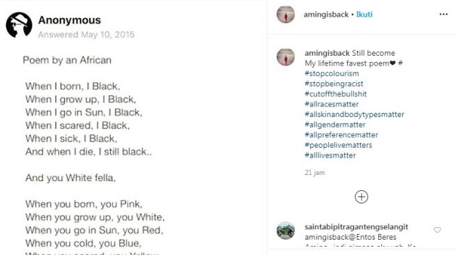 Unggahan Aming soal Blackout Tuesday [Instagram/@amingisback]