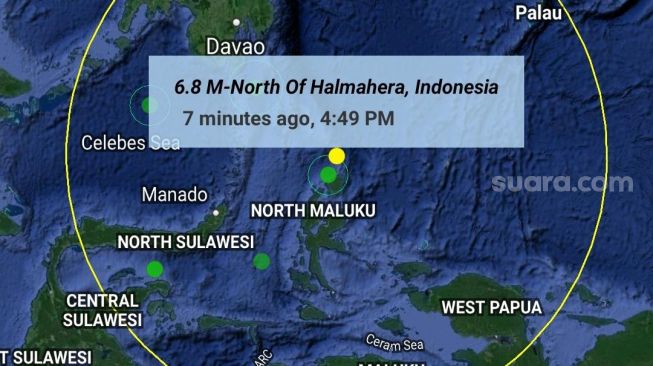 Gempa Bumi yang Terjadi di Maluku Utara Dirasakan Hingga Manado