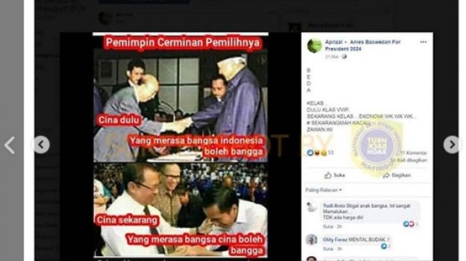 Cek fakta foto Jokowi bersalaman dan membungkukkan badan pada orang China. (Instagram/Turnbackhoax.id)