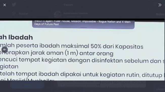 Notifikasi reminder menonton film di presentasi Anies Baswedan. (Twitter/@_raihandsome)