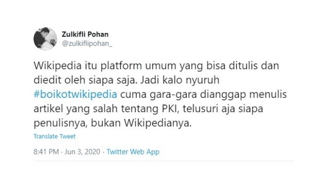 #Boikotwikipedia jadi trending. [Twitter] 