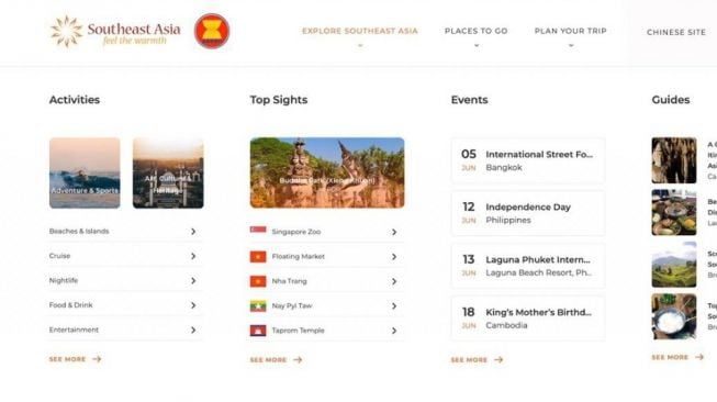 Salah satu website tentang ASEAN. (Dok : Kemenparekraf)