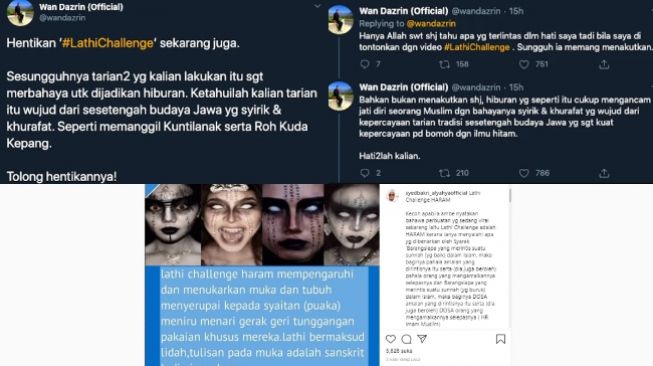 Ustaz Malaysia Sebut Lathi Challenge Haram dan Undang Setan (Twitter dan Instagram)