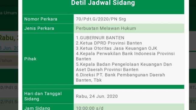 24 Juni Mendatang, Sidang Gugatan Perdata Terhadap Gubernur Banten Digelar
