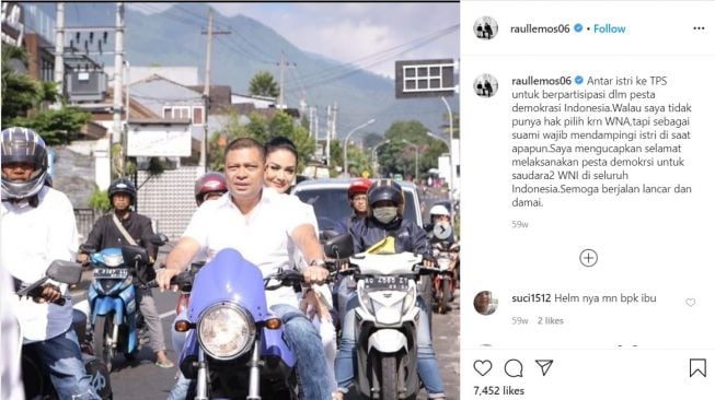 Raul Lemos dan Krisdayanti naik motor bikin warganet menghujat (Instagram-raullemos06)