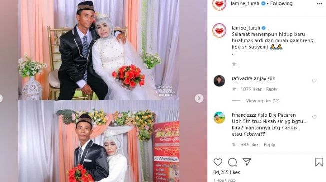 Selisih Usia 40 Tahun, Pernikahan Mbah Gambreng dan Seorang Pemuda Viral