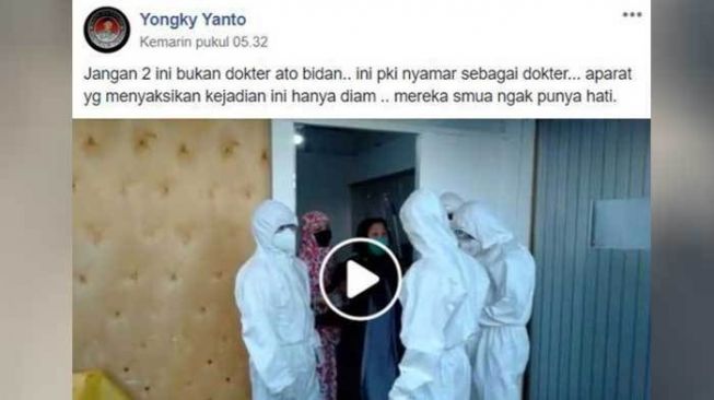 Hoaks anggota PKI nyamar jadi dokter COVID-19 (Facebook).
