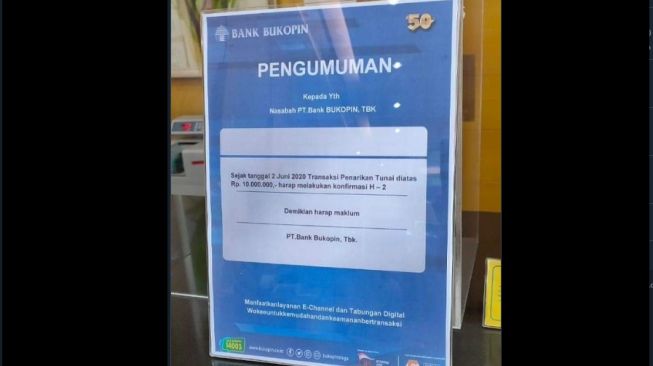 Pengumuman yang pembatasan tarikan tunai. (Twitter.@kafiradikalis)