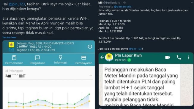 Dokter ungkap grafik kenaikan listrik di rumahnya yang melonjak. (Twitter)