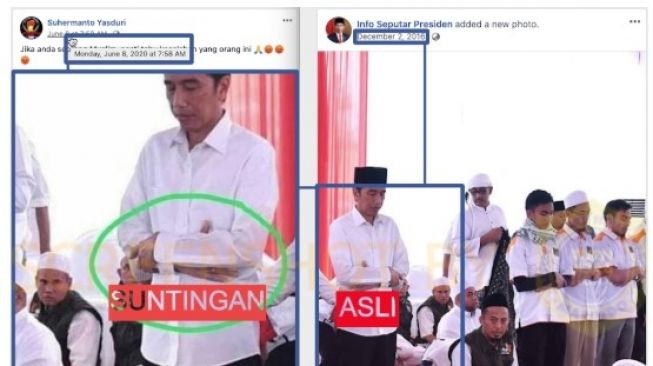 Penjelasan Foto Jokowi Salat 'Muslim Pasti Tahu Kesalahan Orang Ini'. (turnbackhoax.id)