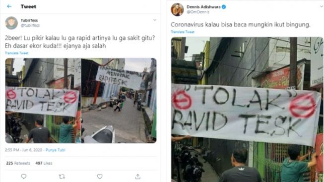 Viral spanduk tolak rapid test salah tulis (Twitter)