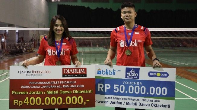 Lewat Daring, Praveen / Melati Terima Bonus Juara All England Rp 450 Juta