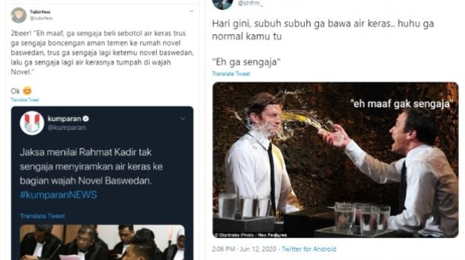 'Ga Sengaja' Trending di Twitter, publik sindir jaksa penuntut umum kasus peyiraman air keras Novel Baswedan (Twitter)