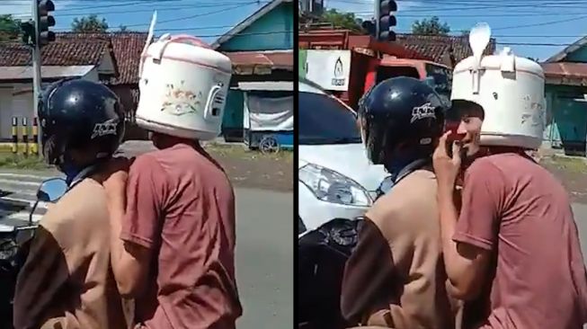 Inovasi Baru, Pemotor Pakai Helm dari Rice Cooker