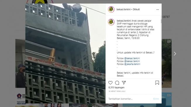 Viral video bocah tewas kesetrum di bekasi, diduga ingin ambil HP di kabel listrik (Instagram)