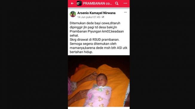 Penemuan Bayi Perempuan di Pinggir Jalan Gegerkan Warga Prambanan