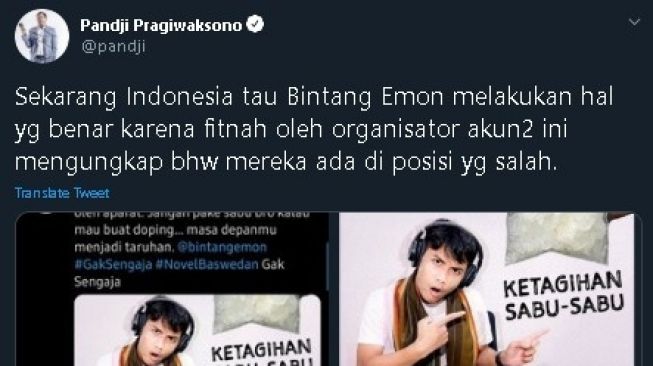 Komika Bintang Emon diserang buzzer. (Twitter/@pandji)