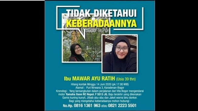 Dicari! Seorang Guru Perempuan di Bogor Hilang Usai Pergi ke Tukang Jahit