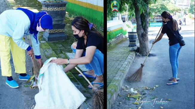 Kenalin Erna Widyastuti, Gadis Cantik yang Bantu Ibunya Jadi Penyapu Jalan