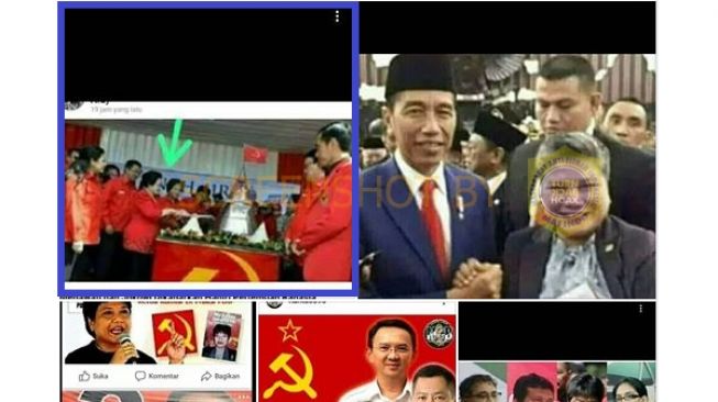 Status warganet yang menyebut Megawati potong tumpeng di meja PKI (Facebook).