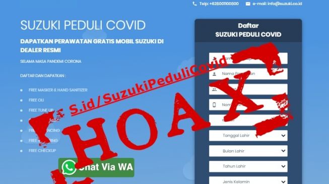 Hoax atasnamakan Suzuki, perhatikan tampilannya dan simak link anehnya [menjadi dokumen Suzuki Indonesia].