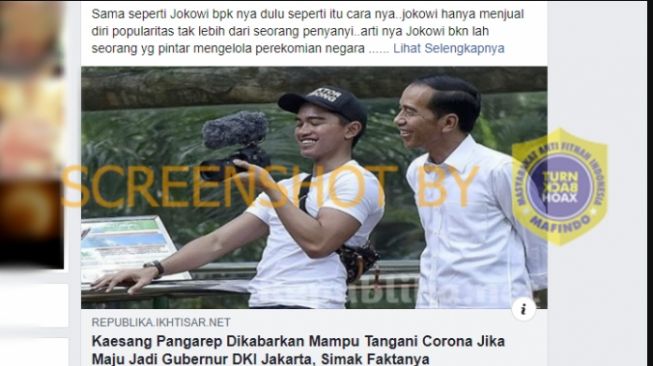 CEK FAKTA: Benarkah Kaesang Sebut Bisa Atasi Corona Jika Jadi Gubernur DKI?