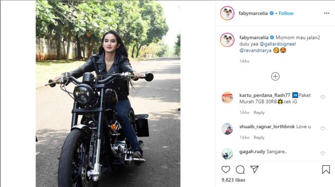 Faby Marcelia pamer tunggangan yang gagah (Instagram-Fabymarcelia)