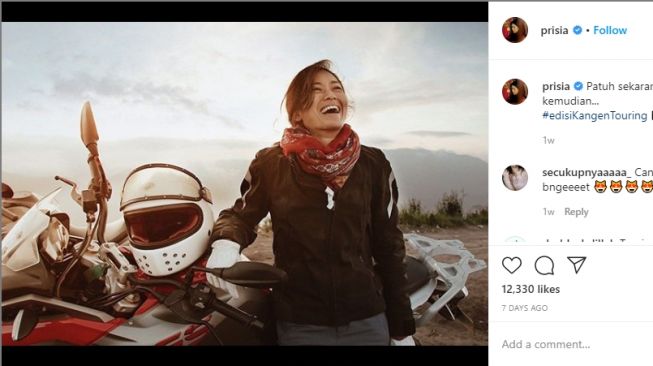 Prisia Nasution kangen dengan riding (Instagram-prisia)