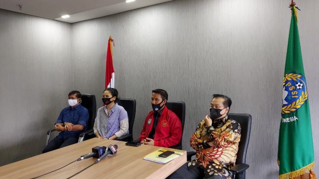 Jumpa pers PSSI terkait pembentukan Satgas Penanganan Timnas Indonesia (suara,com/Adie Prasetyo Nugraha)