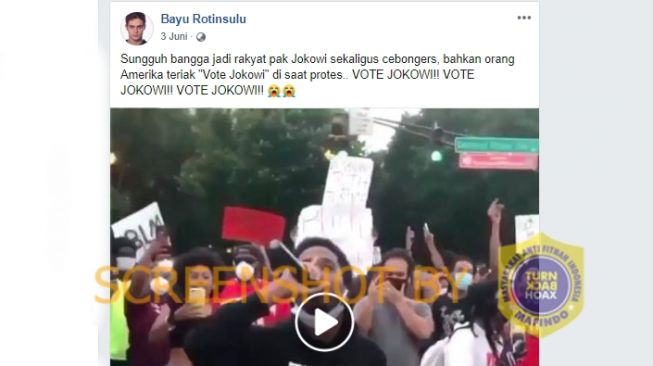 CEK FAKTA: Bule Amerika Serukan 'Vote Jokowi' Saat Demo soal George Floyd?