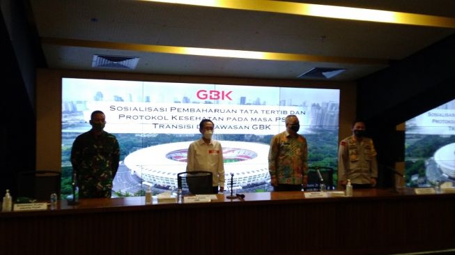 Direktur Utama PPKGBK, Winarto di ruang konferensi pers SUGBK, Senayan, Jakarta, Kamis (18/6/2020).