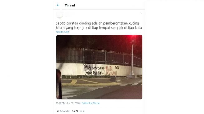 Foto vandalisme viral, Yang Disiram Mata Yang Buta Keadilan (Twitter)