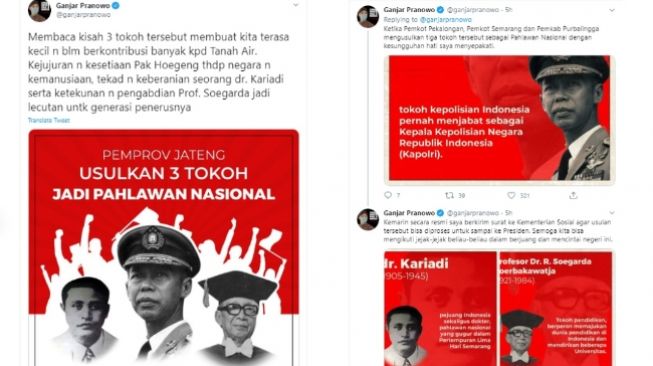 Ganjar Pranowo mengungkapkan kisah tiga tokoh nasional (Twitter)