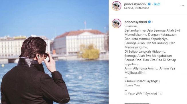 Unggahan Syahrini saat Reino Barack ulang tahun. [Instagram/@princessyahrini]