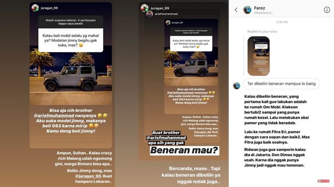 Berawal dari IG Story, Arief Muhammad dapat mobil Suzuki Jimny (Youtube-Arief Muhammad)