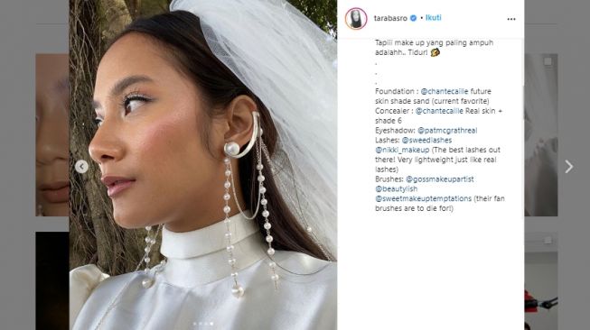 Makeup pengantin ala Tara Basro. (Instagram/@tarabasro)