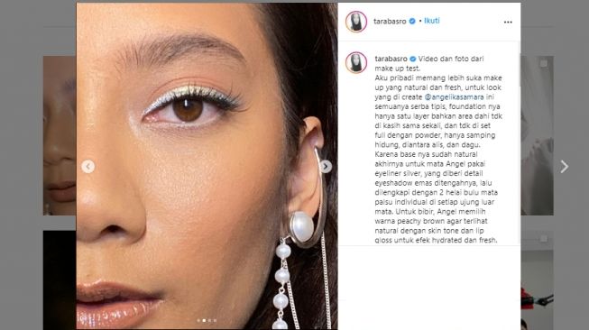 Makeup pengantin ala Tara Basro. (Instagram/@tarabasro)