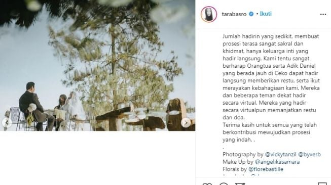 Unggahan Tara Basro saat menikah dengan Daniel Adnan. [Instagram/@tarabasro]