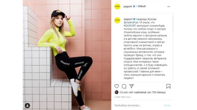 Nadezhda Zhukova, perawat viral asal Rusia kini jadi model.[Instagram/@zasport]