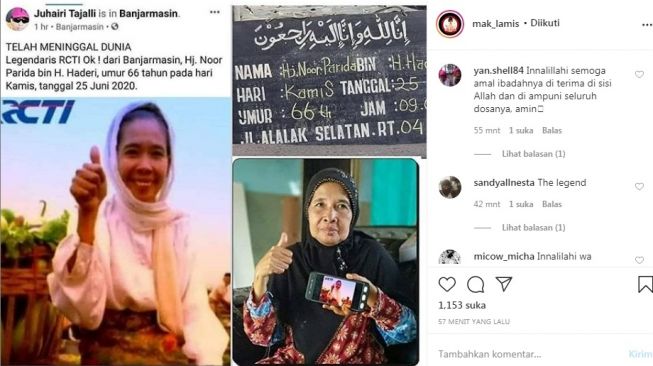 Legenda iklan RCTI Oke, Noor Parida meninggal dunia [Instagram/@mak_lamis]