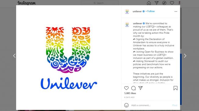 Ilustrasi - logo Unilever (Instagram/unilever)