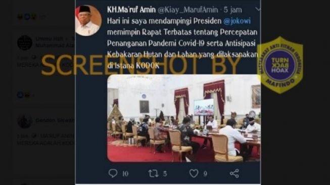 CEK FAKTA: Benarkah Maruf Amin Mendampingi Presiden Rapat di Istana Kodok?