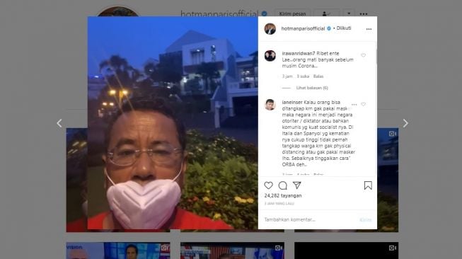 Hotman Paris disindir saat minta Jokowi untuk menerbitkan Perpu sanksi pidana soal masker (Instagram)