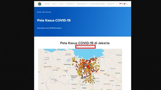 Cek fakta: perta sebaran virus corona di laman resmi pemprov DKI Jakarta. (corona.jakarta.go.id/id/peta-kasus)