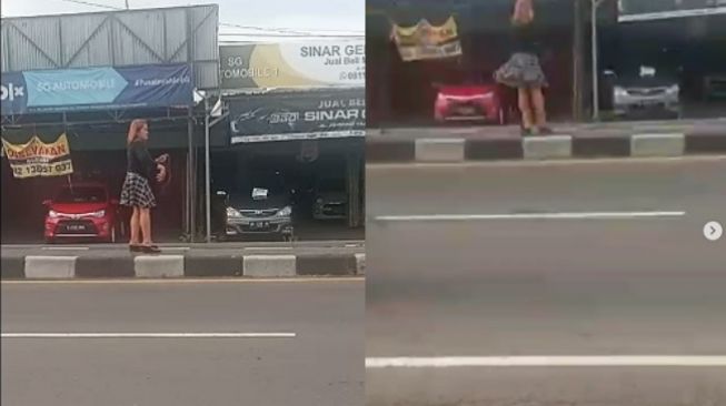 Pakai Rok Pendek, Wanita Amankan Benang Layangan di Jalan Malah Dicibir (Instagram)