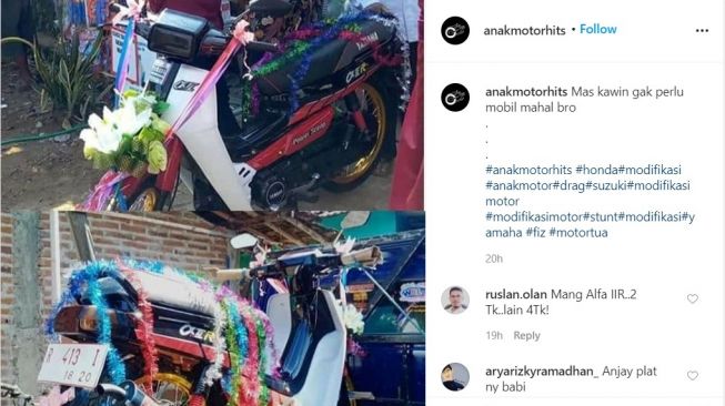 Potret mas kawin berupa motor jadul (Instagram)