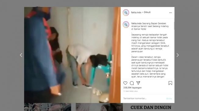 Viral pasangan mesum di hotel digerebek bapak sendiri (Instagram)